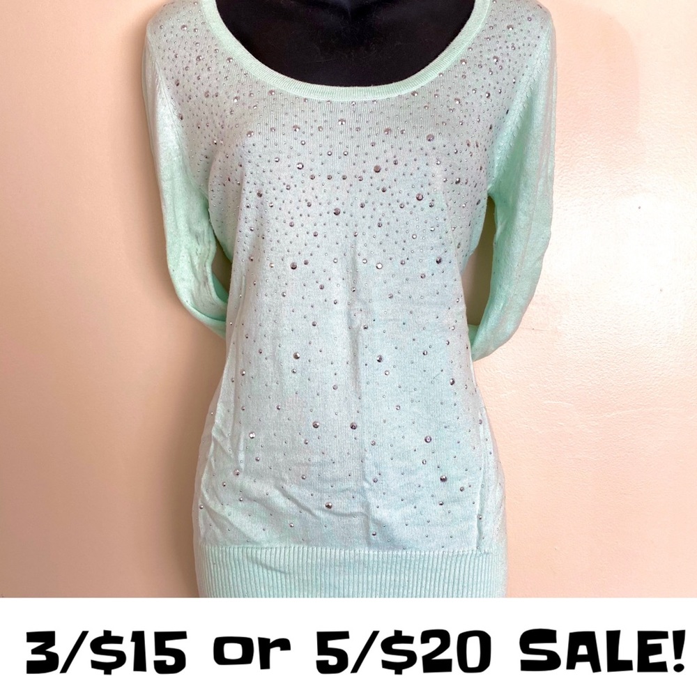 🌸 Candies Jewel Studded Mint Green Sweater